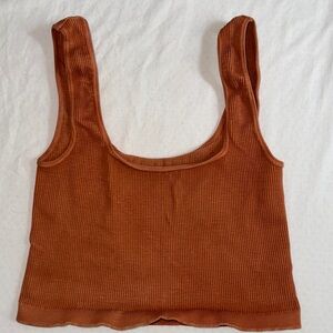 Free People Rust Ribbed Crop Top